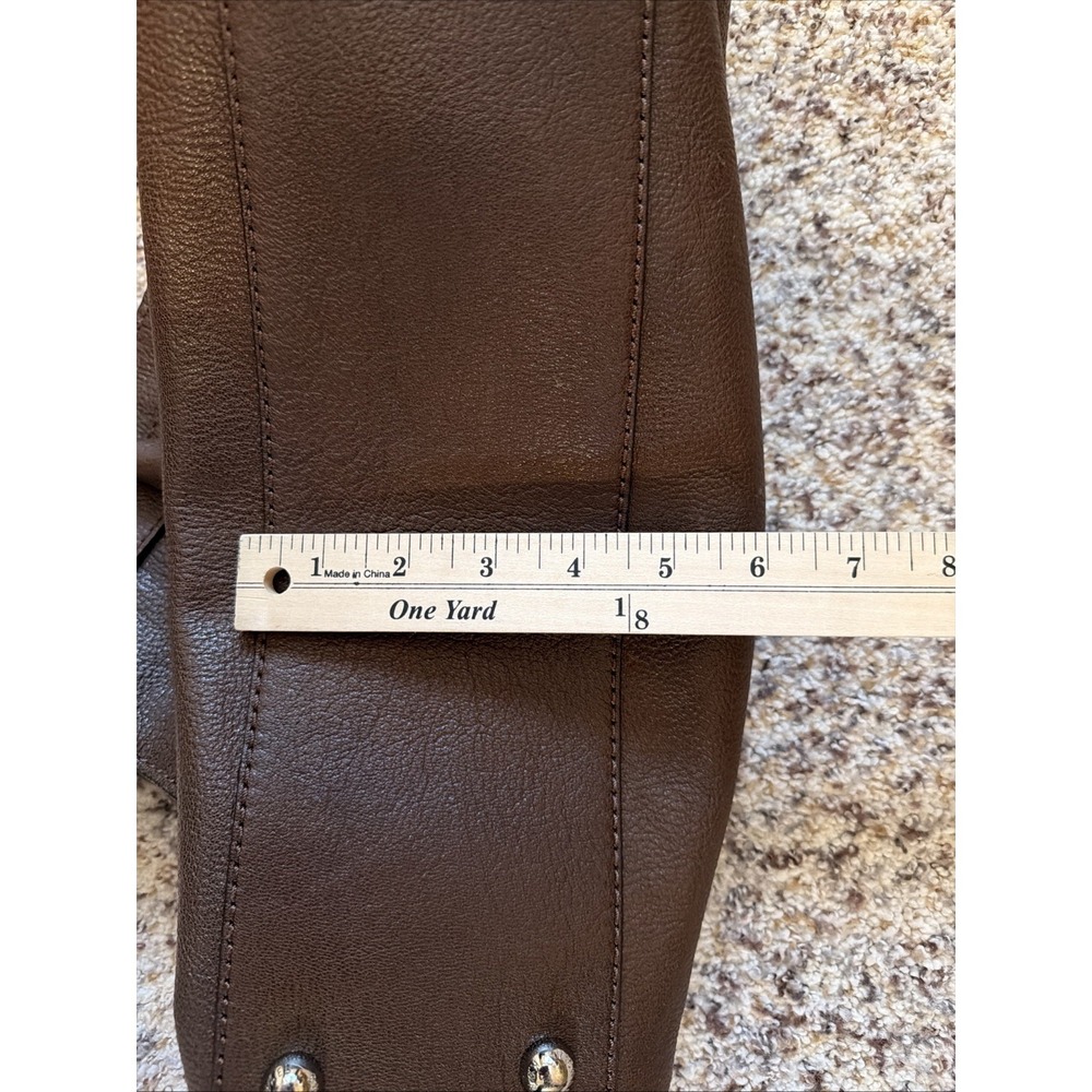 Michael Kors Brown Satchel Chain Strap Padlock Silver Hardware Double Handles - Picture 8 of 8
